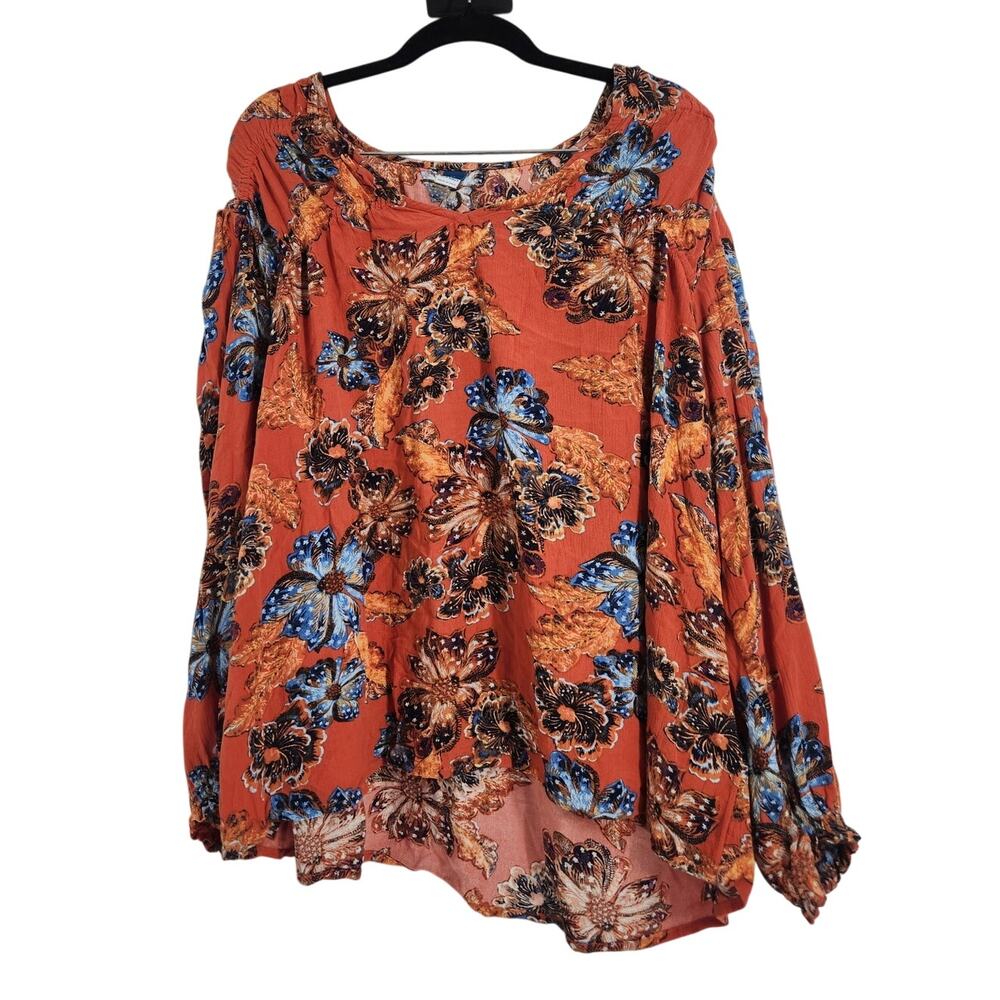 Old Navy Orange Floral Long Sleeve Top - Women's XL